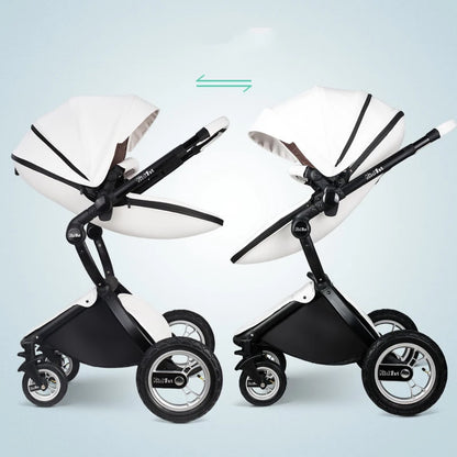 High Quality 2-in-1 Luxury PU Leather Baby Pushchair childrensterritory