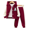 2pcs Hooded Contrasting Kids Fall Tracksuit Set childrensterritory