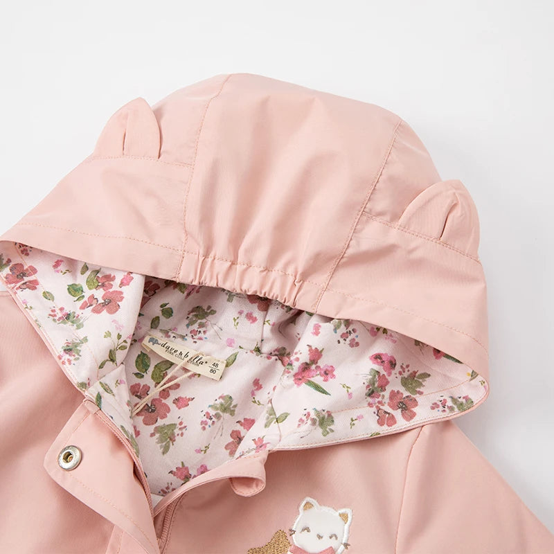 Kids Pink Cartoon Hooded Long Sleeve Casual Jacket childrensterritory