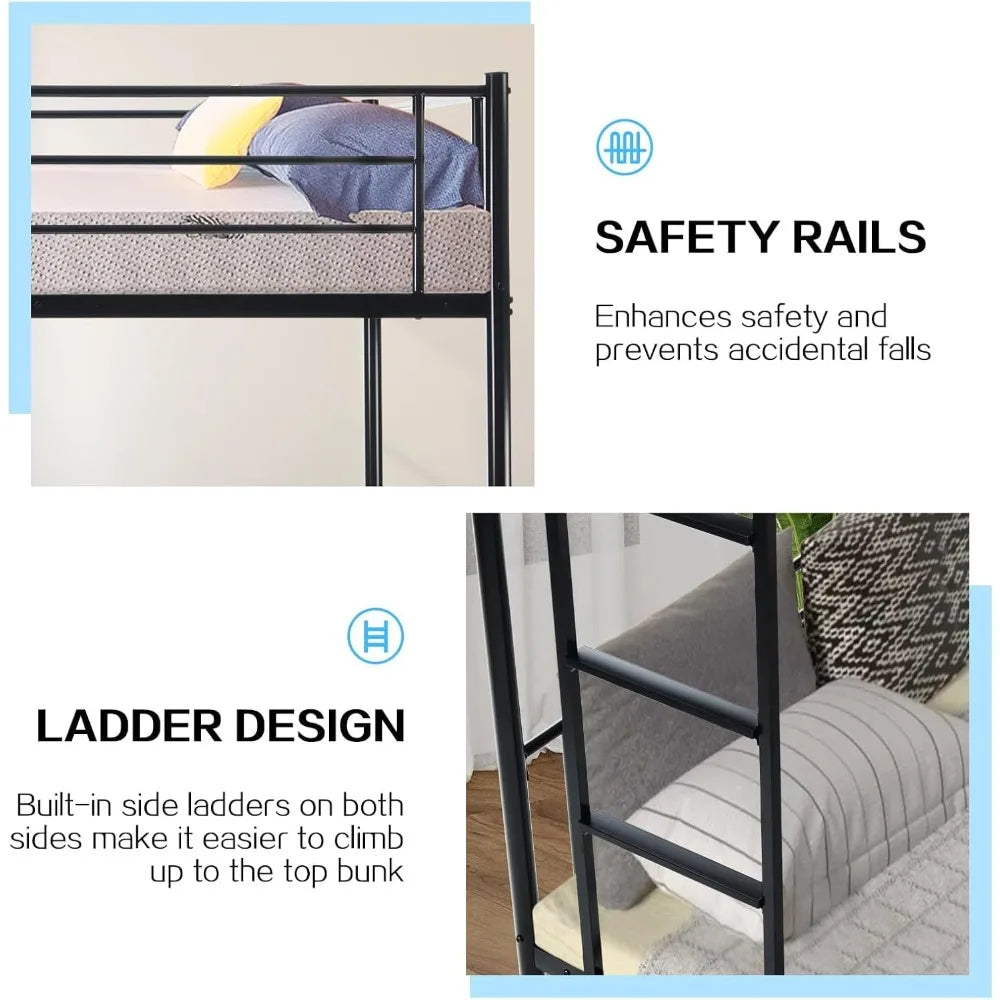 Metal Twin Bunk Beds for Kids/Teens/Adults with Stairs