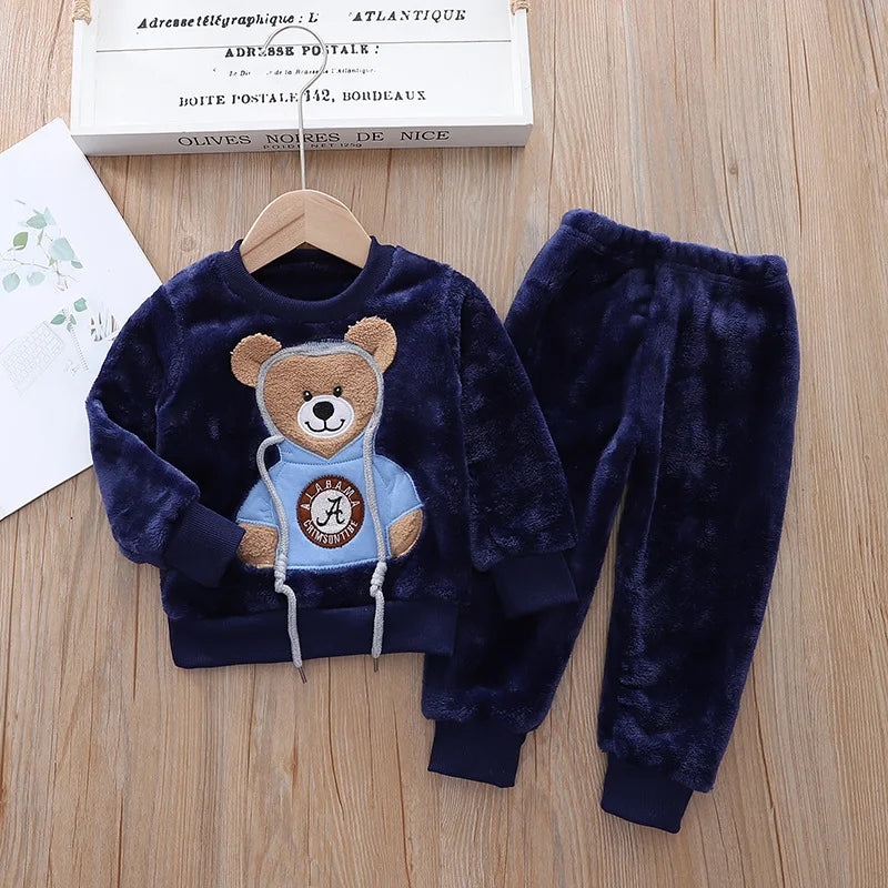Kids Cartoon Design Warm Casual Clothing Set