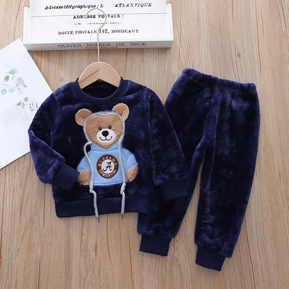 Kids Cartoon Design Warm Casual Clothing Set childrensterritory