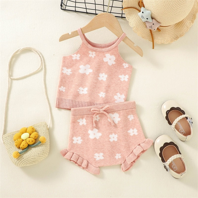Toddler Girl 2Pcs Sleeveless Floral Outfit Set childrensterritory