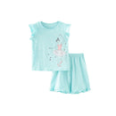 Short Sleeves Butterfly Print 2 Pcs Girls Summer Outfits childrensterritory