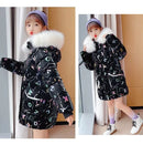 Kids/Teen Girls Printed Thick Warm Fur Hooded Parkas childrensterritory