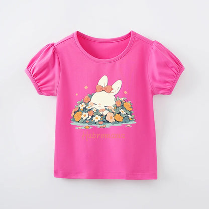 Kids Girls Hipster Cartoon Print Casual T-Shirt For Summer childrensterritory