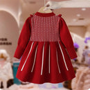 Girls' Long-Sleeved Bow-Design Winter Dresses childrensterritory