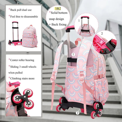 Waterproof Printed School Bags Set with or without Wheels for Kids