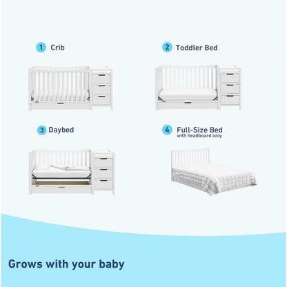 Integrated 4-in-1 Crib and Changer with Drawer for Baby childrensterritory