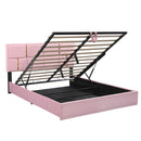 Platform Bed in Queen Size with Upholstery and Hydraulic Storage childrensterritory