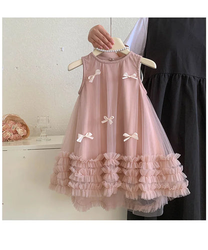 Kids Girls 3D Bow Decorative Summer Princess Dress