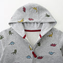 Dinosaurs Print Little Boys Zip-Up Cotton Hoodies childrensterritory