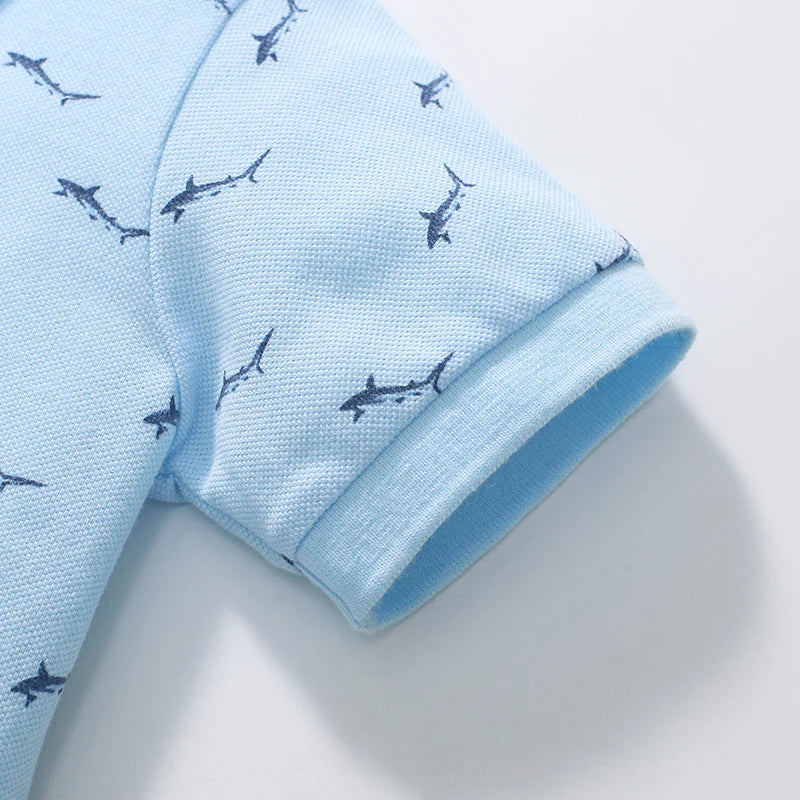 Kids Boys Cartoon Sharks Print Casual Summer T-Shirts childrensterritory