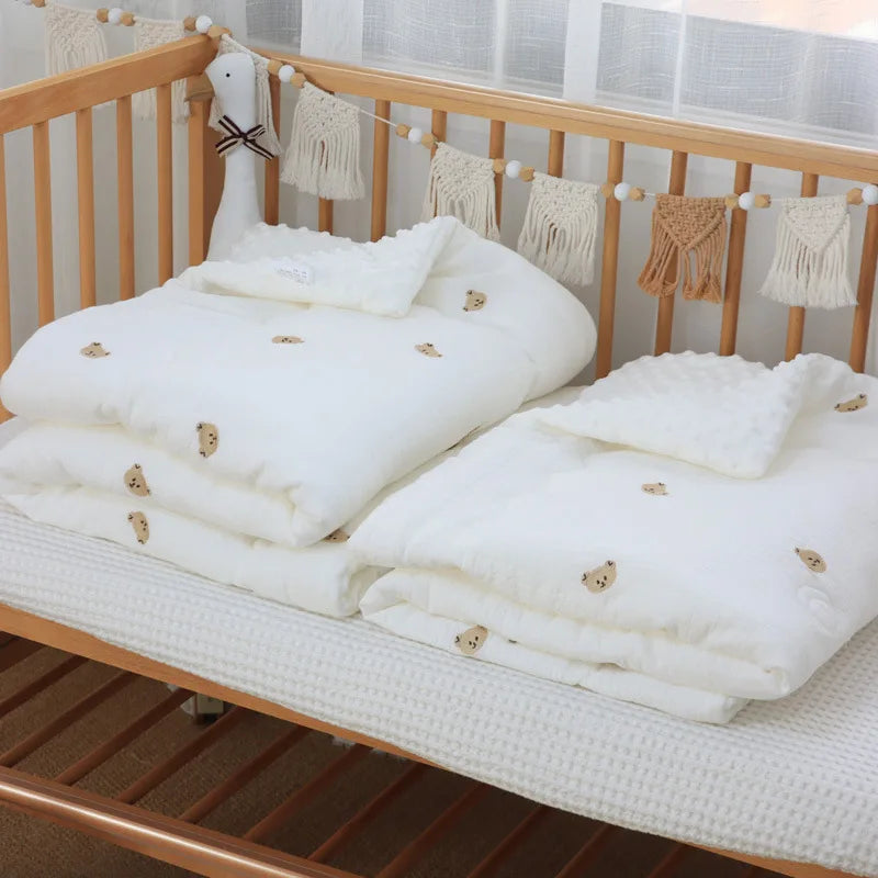 Baby Embroidered Crib Blanket with Filler For Winter