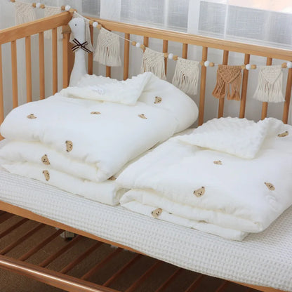 Baby Embroidered Crib Blanket with Filler For Winter