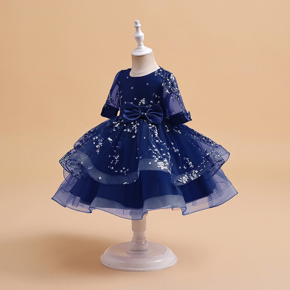 Flower Embroidery Tulle Princess Dresses for Kids Girl Birthday childrensterritory