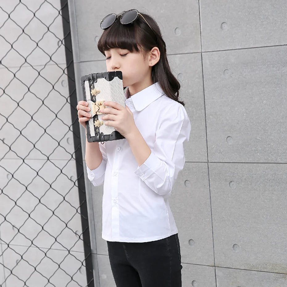 Kids Girls Casual Style White Shirt For School childrensterritory