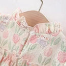 Baby Girl Cartoon Rabbit Tulip Print Dress for Summer