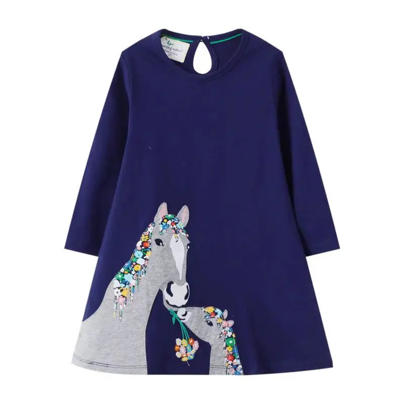 Long-Sleeved Printed Summer Dresses For Girls childrensterritory