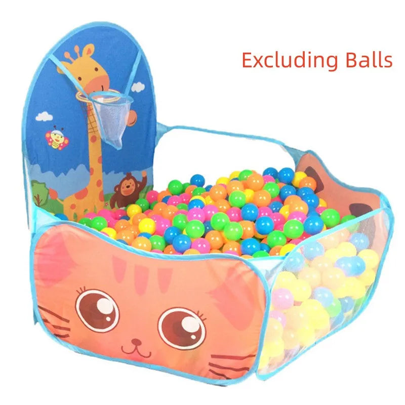 120cm Portable Baby Ball Pool with Basketball Hoop Playpen