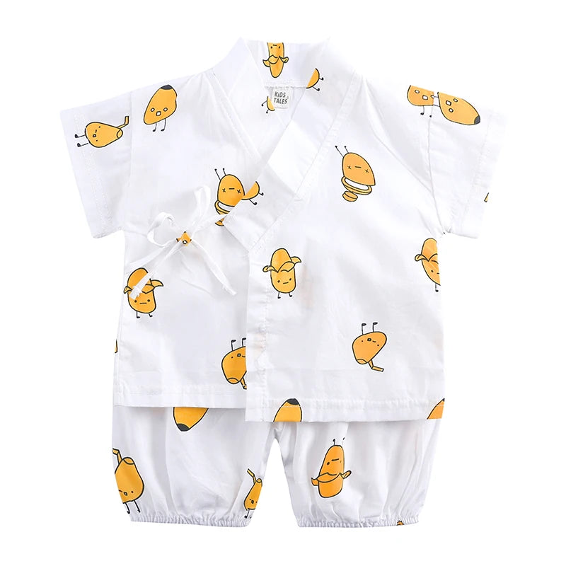 2PCS Cute Cartoon Print Baby Top + Shorts Home Wear Sets