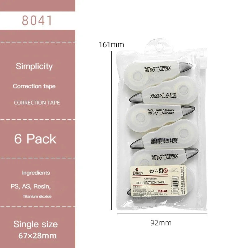 6Pcs/pack Portable Mini Correction Tapes Set childrensterritory