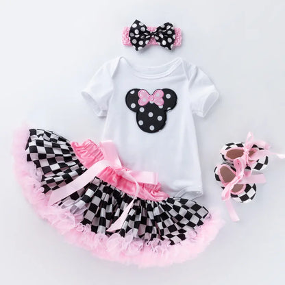 Baby Girls 4Pcs Birthday Outfit Sets/Ruffle Skirts+Romper