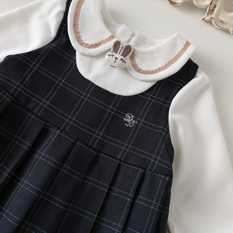 Cute Academic-Style Kids Girls Autumn Princess Dress