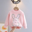 Kids Girls Cartoon Rabbit Design Fall Winter Pullover childrensterritory