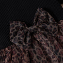 Little Girls Leopard Printed Ruffled Bowknot Party Dress childrensterritory