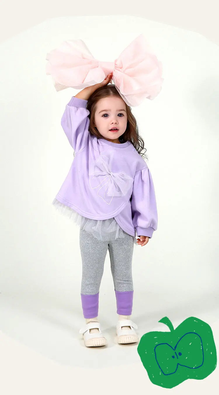 Toddler Girls Solid Color Loose Sweatshirt and Leggings Outfit Set childrensterritory