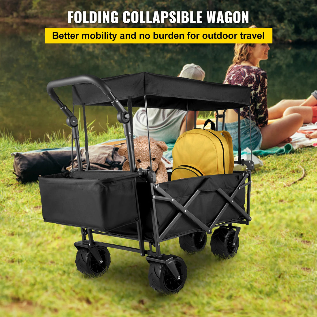 Folding Wagon Utility Carts With Removable Canopy &amp; Wheels childrensterritory
