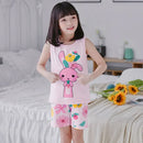 Kid Boy Girl Cartoon Design Sleeveless Cotton Vest and Pajamas Sets childrensterritory