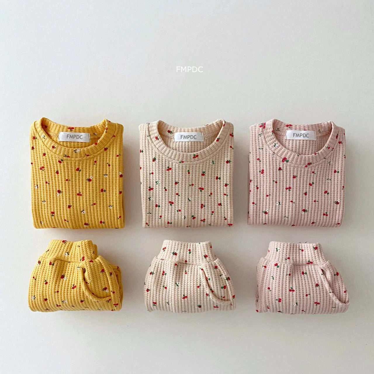 Baby Waffle Cotton Fruits Print Sweatshirt + Pants Outfit Set childrensterritory