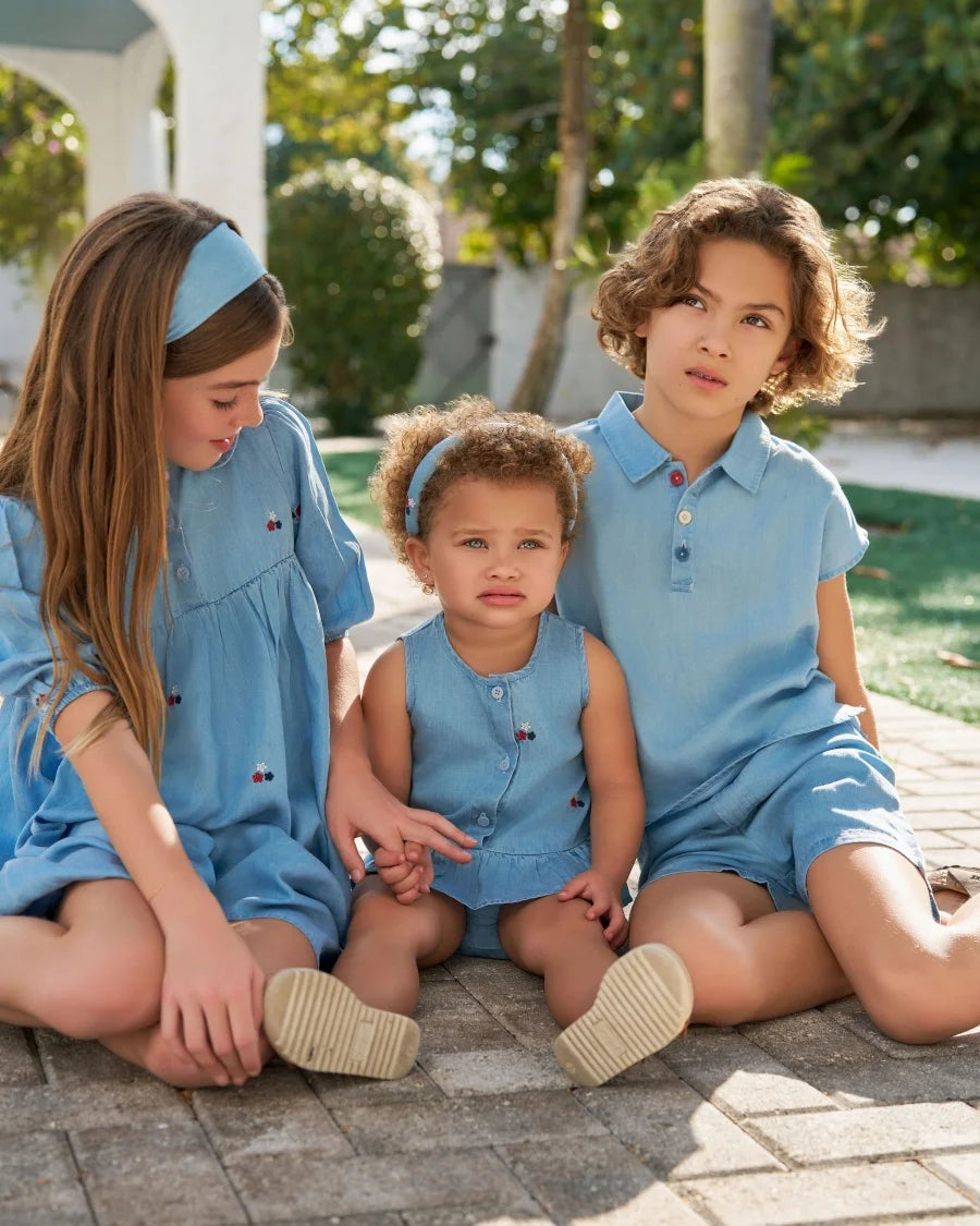 Family Matching Embroidered Denim Clothing Set for Summer childrensterritory