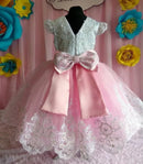 Little Girls Princess Party Gowns with Big Bow Lace Appliques childrensterritory