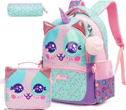 Cartoon Design 3pcs Kids School Backpacks for Girls childrensterritory