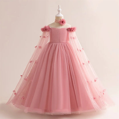 Girls Tiered Tulle Formal Princess Party Gowns
