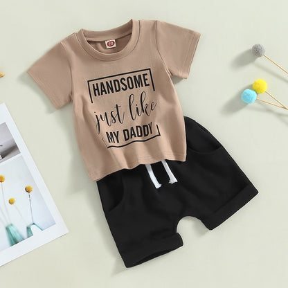 Baby Boy Casual Letter Print T-Shirt and Shorts Set childrensterritory