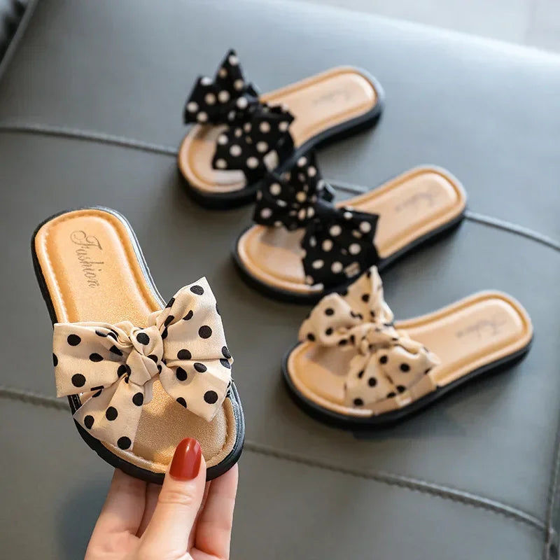 Nonslip Cross Slippers with Bowknot for Kids Girls