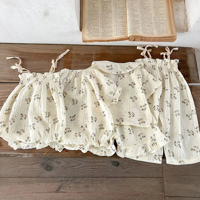 Baby Girls Korean Style Printed Summer Cotton Clothes Set childrensterritory