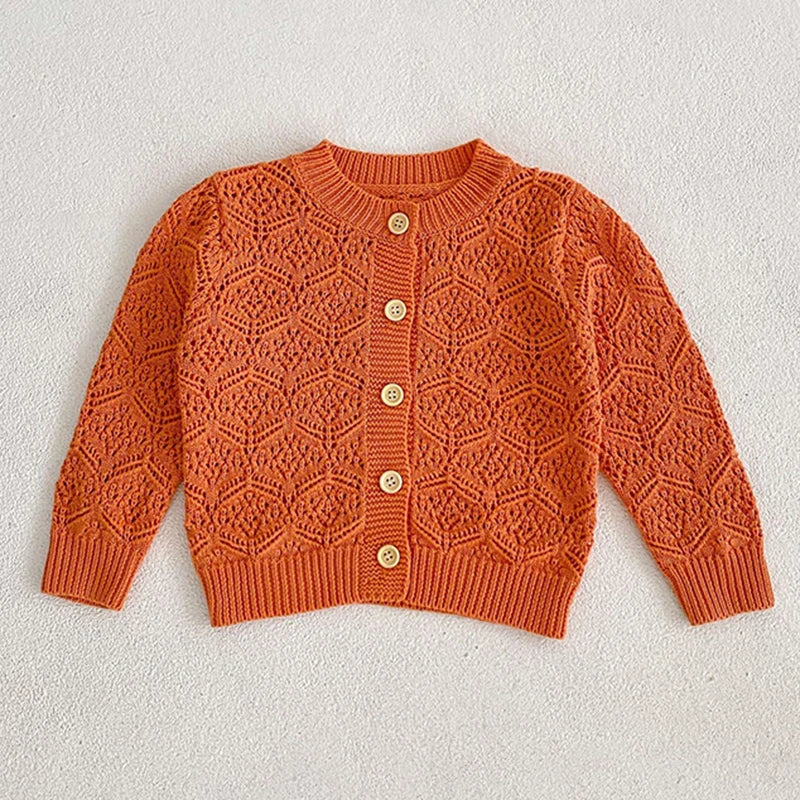 Baby Girls Long Sleeves Floral Embroidery Knitted Cardigans childrensterritory