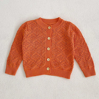 Baby Girls Long Sleeves Floral Embroidery Knitted Cardigans childrensterritory