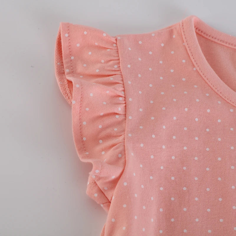 Cartoon Rabbit Embroidery Little Girls Cotton Tops for Summer childrensterritory