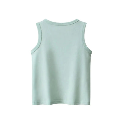 Cartoon Print  Sleeveless Vest Top + Shorts Summer Set for Kids Boys