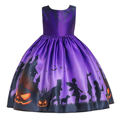 Vampire Pumpkin Print Halloween Costume for Kids Girls
