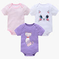 3PCS/Lot Newborn Baby Cartoon Printed Summer Romper