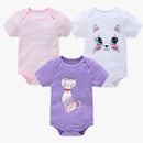 3PCS/Lot Newborn Baby Cartoon Printed Summer Romper