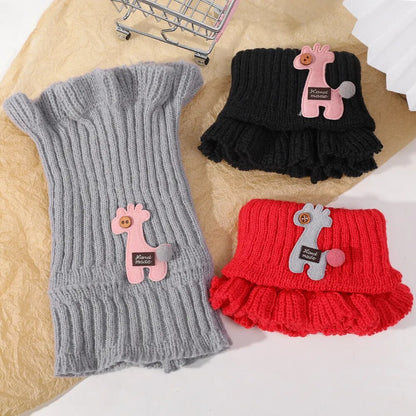 Kids Warm Thick Cartoon Giraffe Knit Scarfs Neck Sets childrensterritory