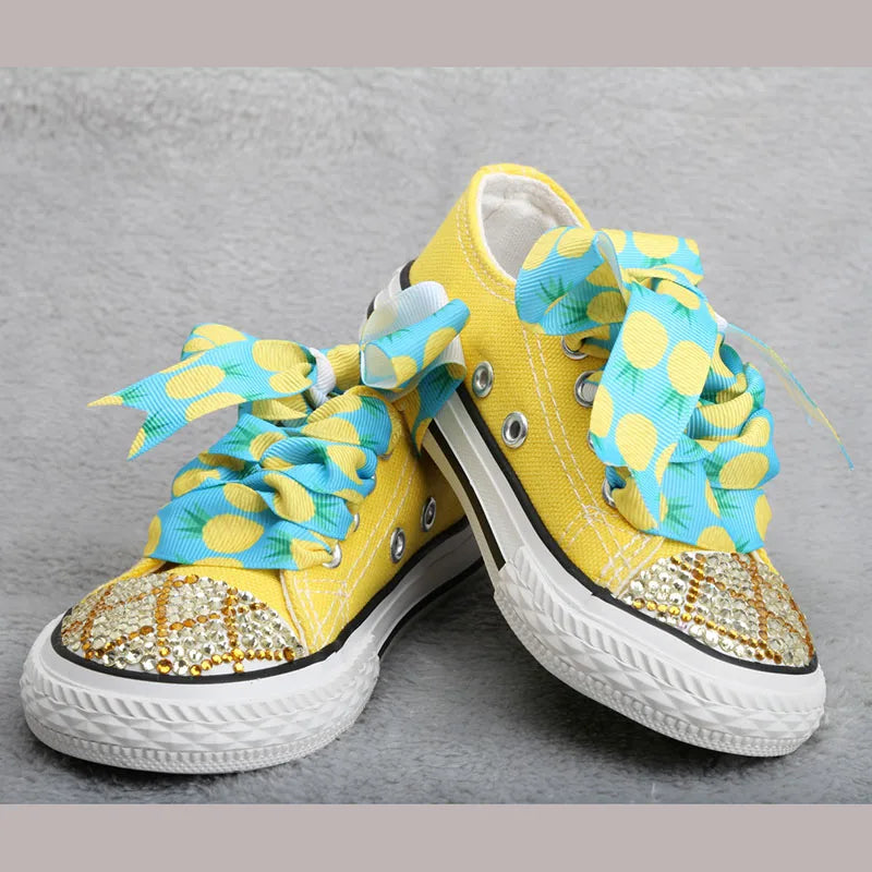 Personalized Rhinestone Design Kids Canvas Shoes childrensterritory